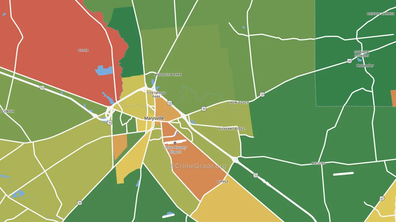 Union County, OH Map of Assault Rates