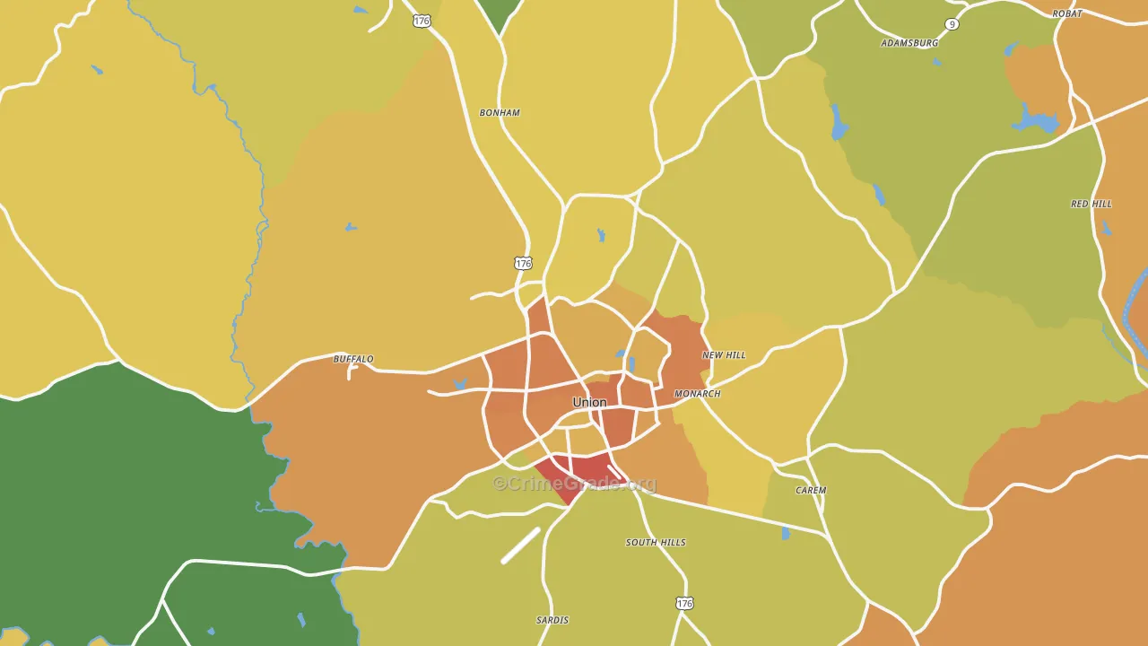 Union County, SC Map of Assault Rates