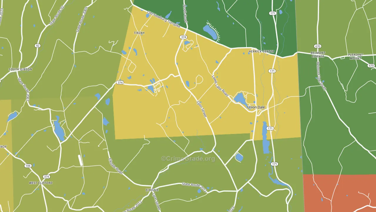 Union Dale, PA Map of Assault Rates