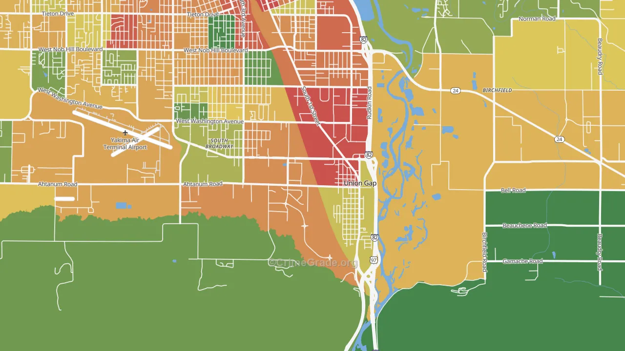 Union Gap, WA Map of Assault Rates