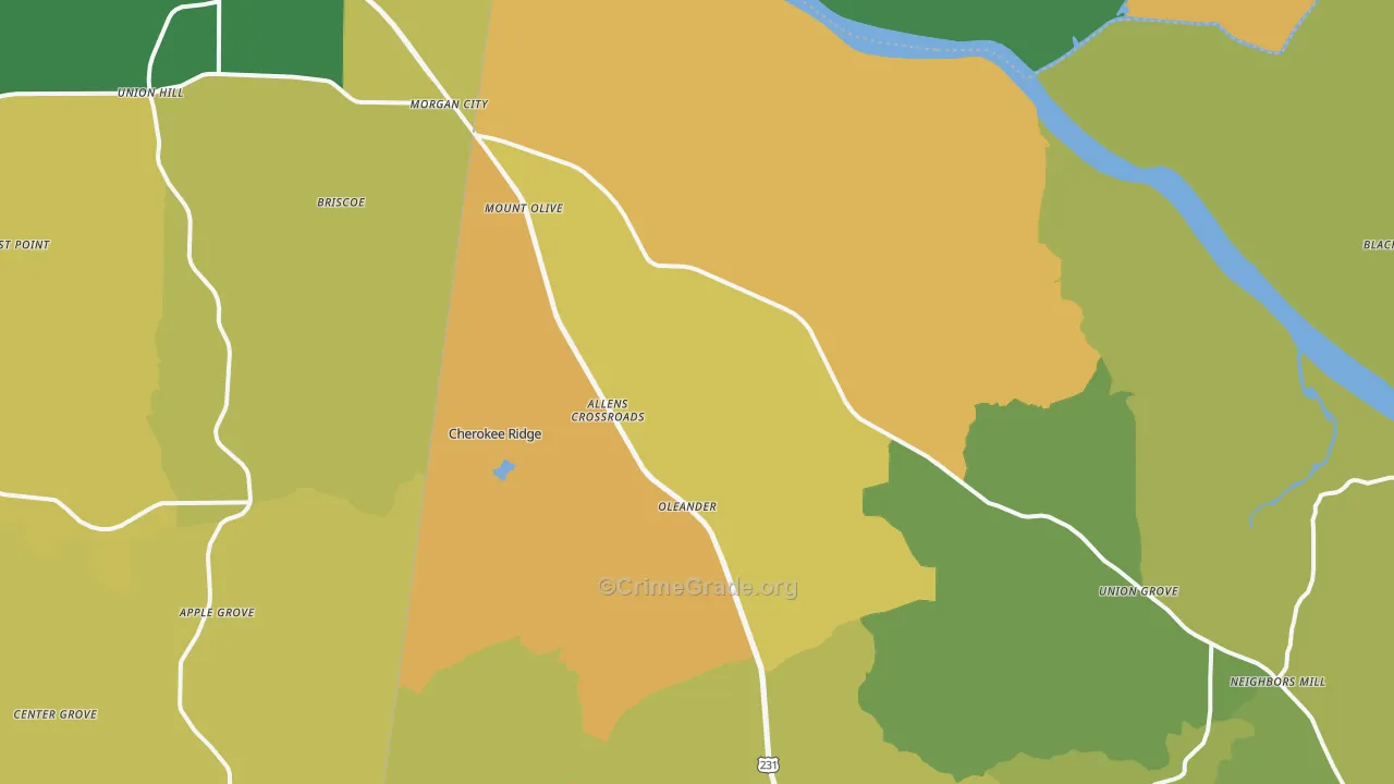 Union Grove, AL Map of Assault Rates
