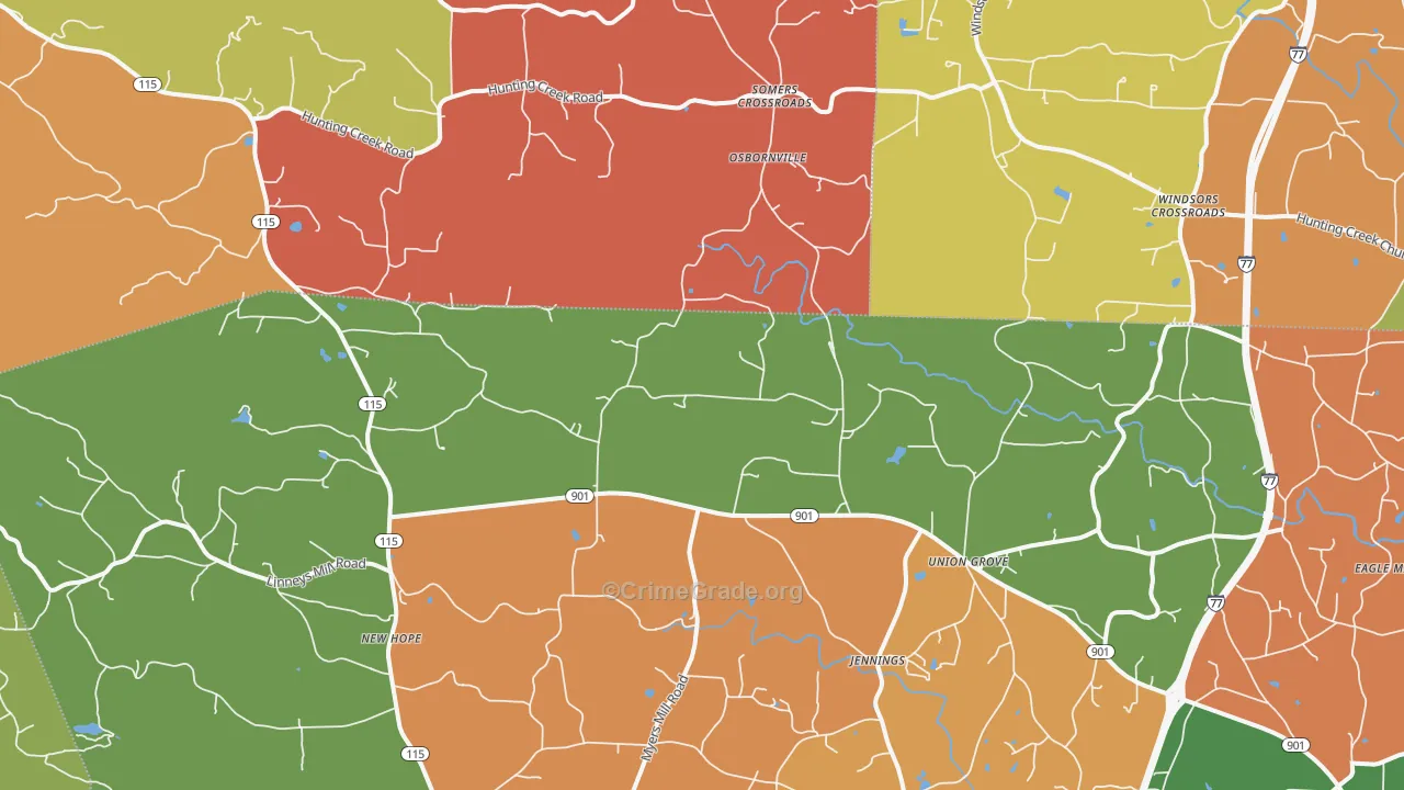 Union Grove, NC Map of Assault Rates