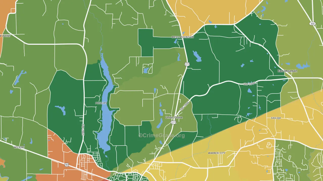 Union Grove, TX Map of Assault Rates