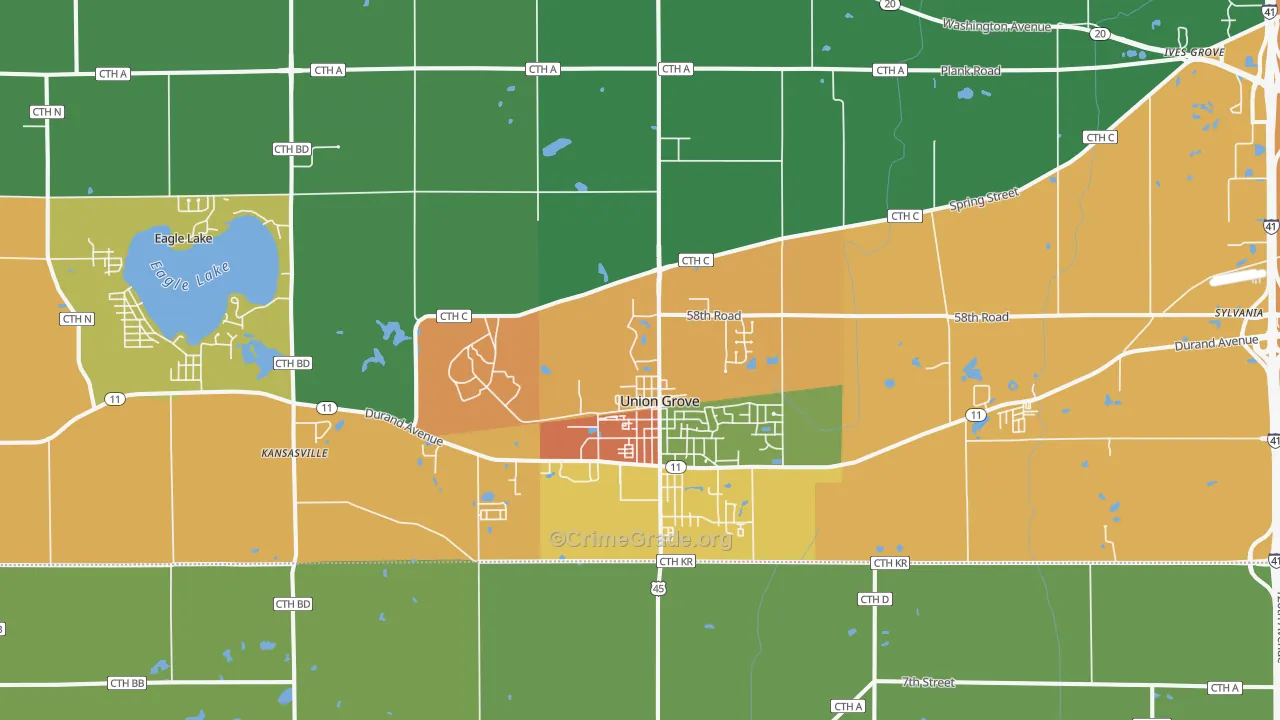 Union Grove, WI Map of Assault Rates