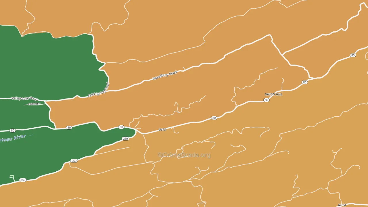 Union Hill, AR Map of Assault Rates