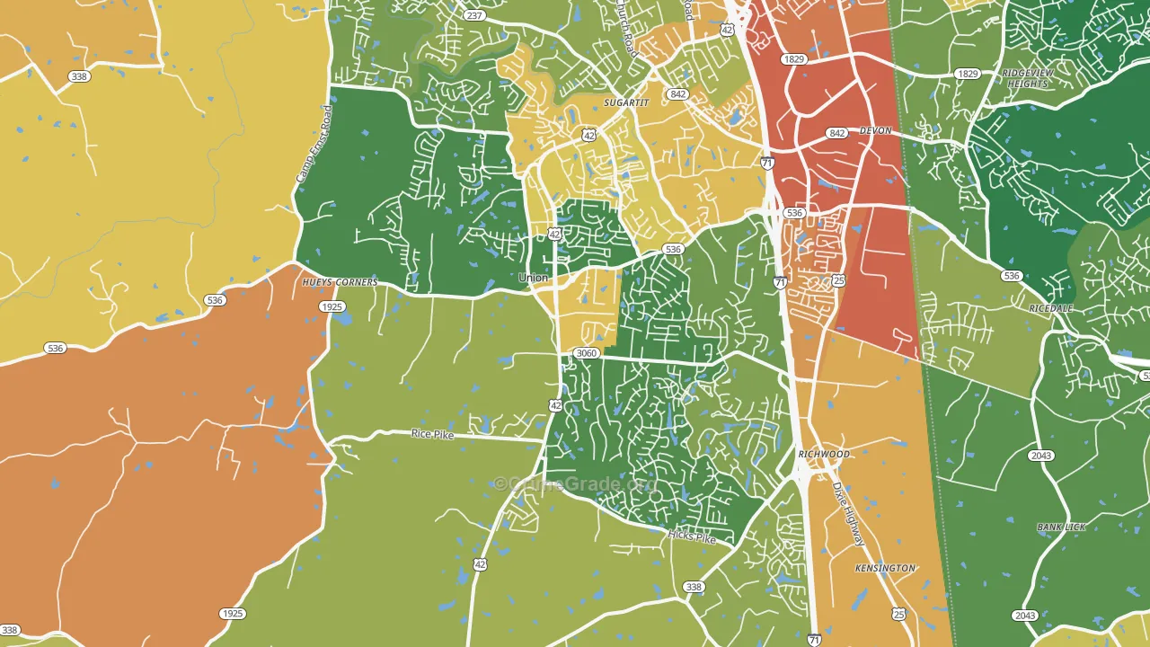 Union, KY Map of Assault Rates
