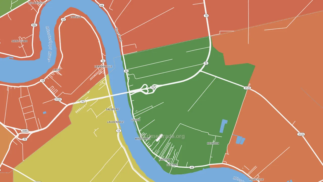Union, LA Map of Assault Rates