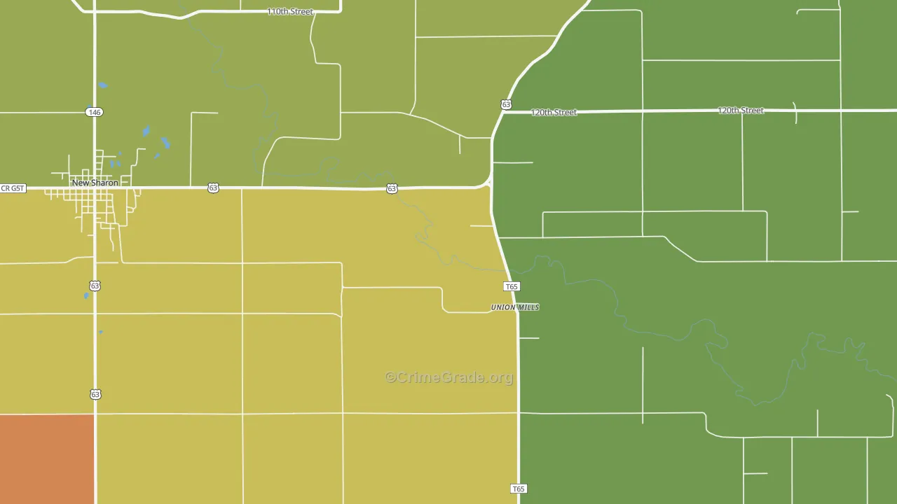 Union Mills, IA Map of Assault Rates