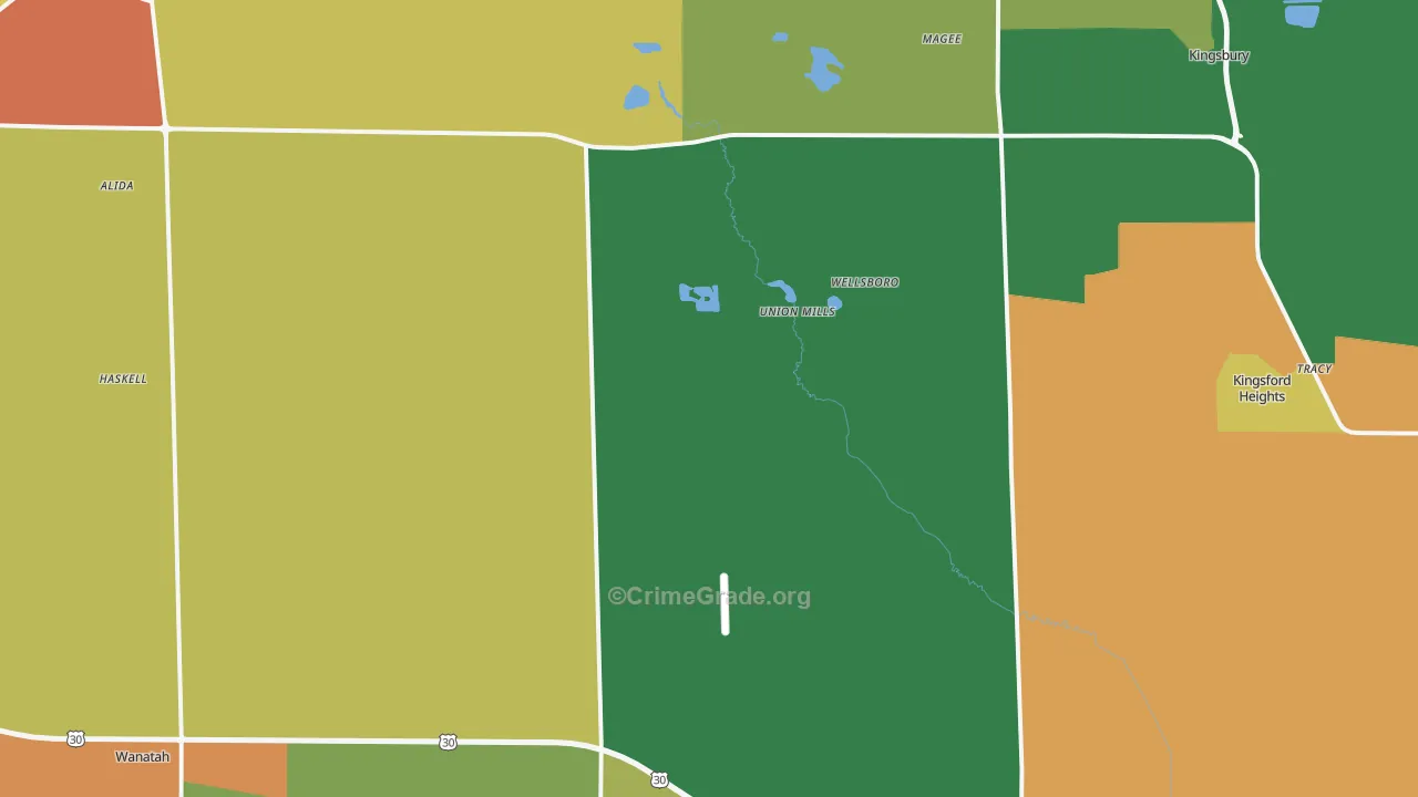 Union Mills, IN Map of Assault Rates