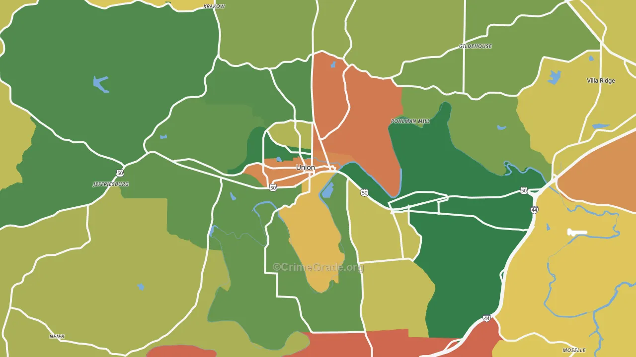 Union, MO Map of Assault Rates