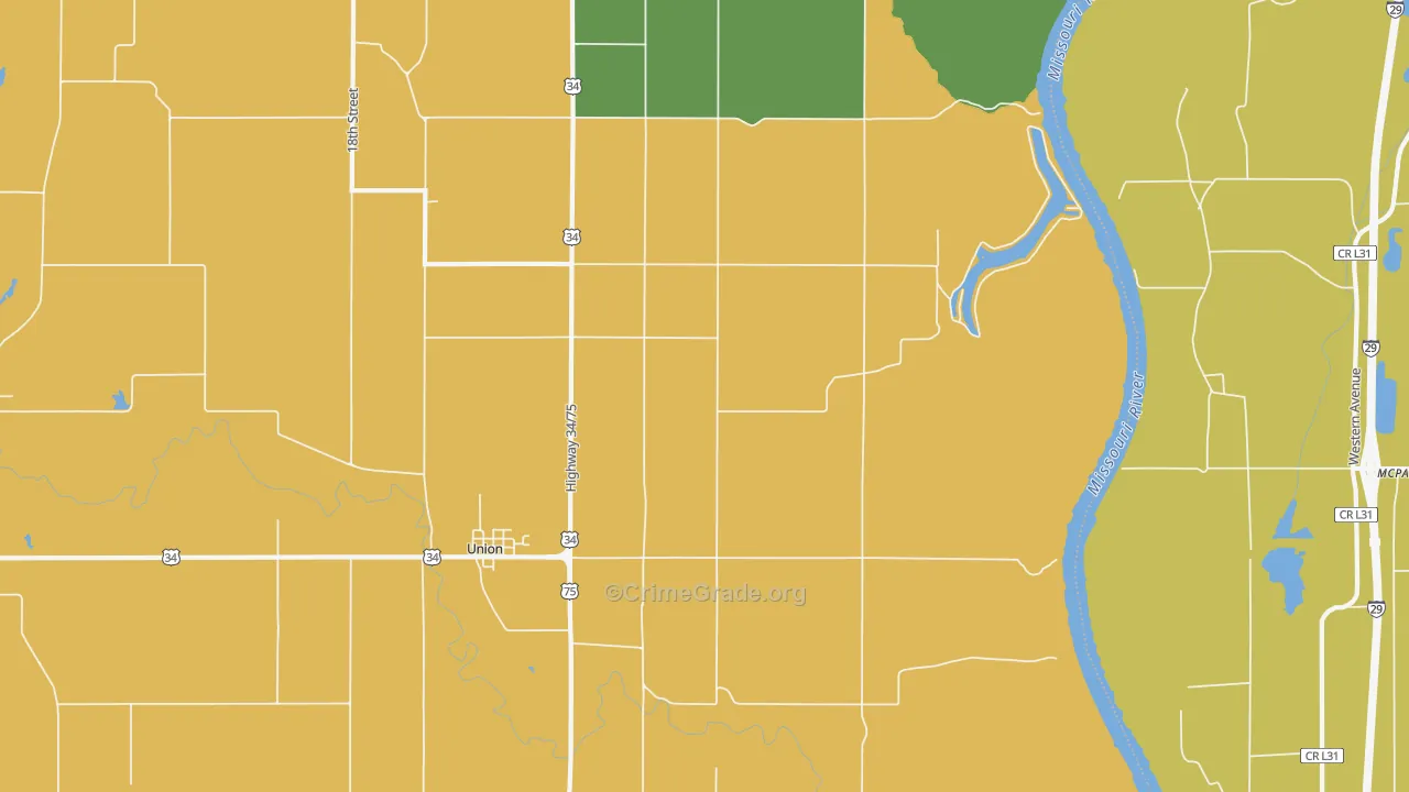 Union, NE Map of Assault Rates