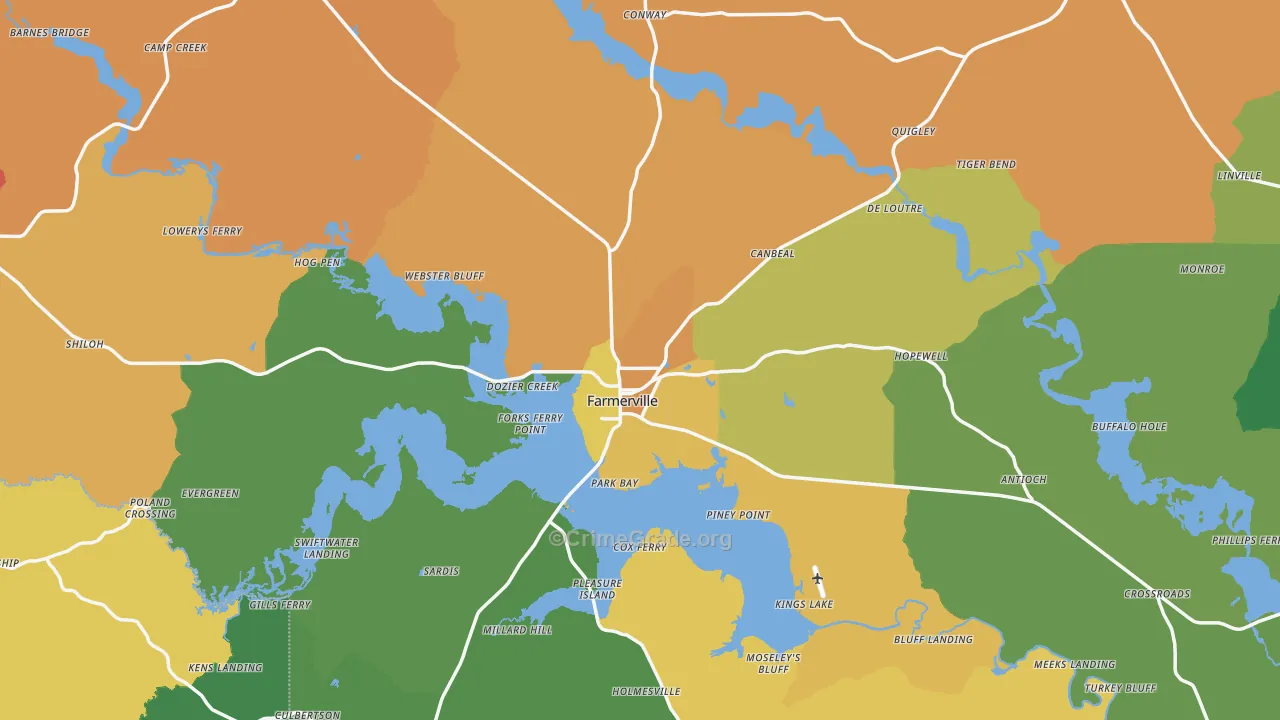 Union Parish, LA Map of Assault Rates
