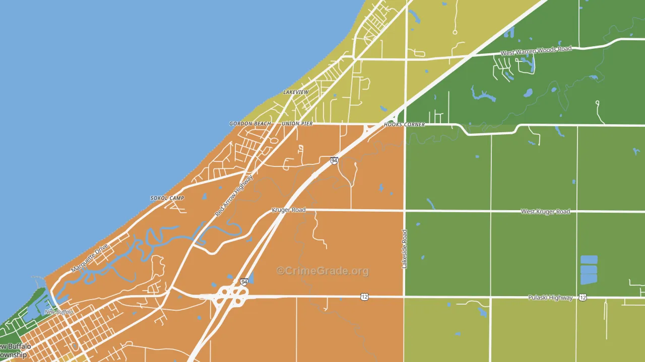 Union Pier, MI Map of Assault Rates