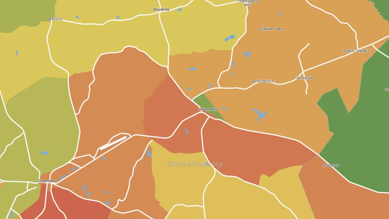 Union Point, GA Map of Assault Rates