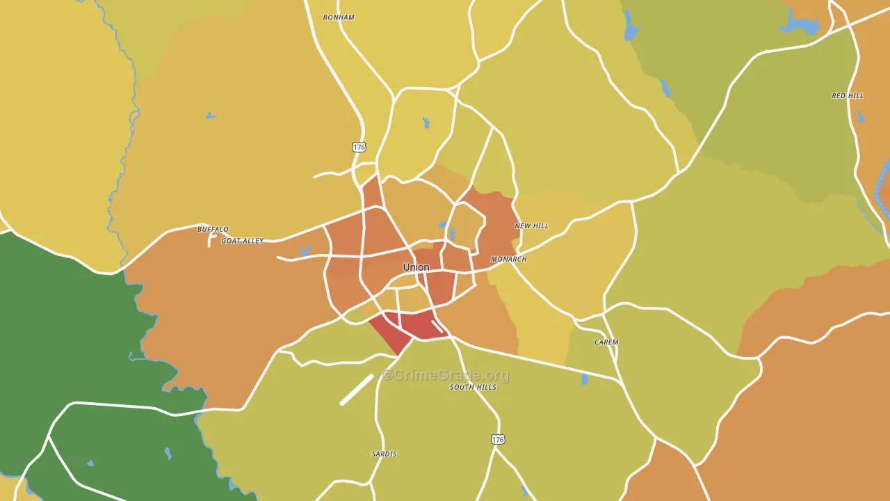 Union, SC Map of Assault Rates