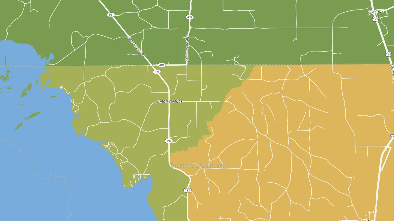 Union Springs, LA Map of Assault Rates