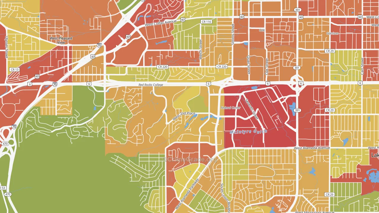 Union Square, Lakewood, CO Map of Assault Rates