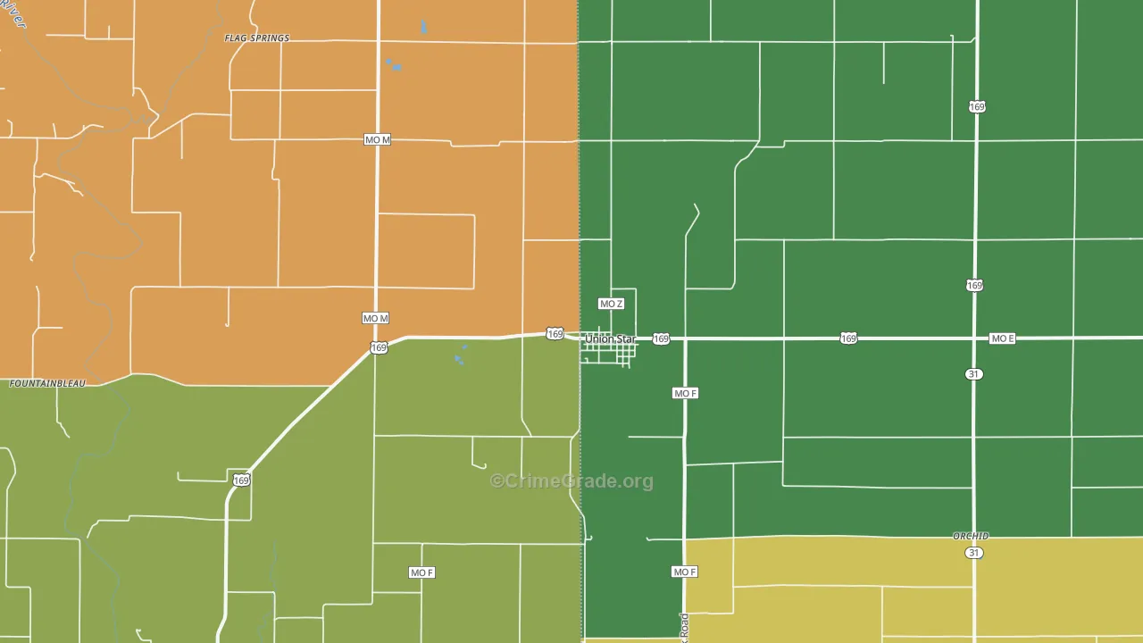 Union Star, MO Map of Assault Rates