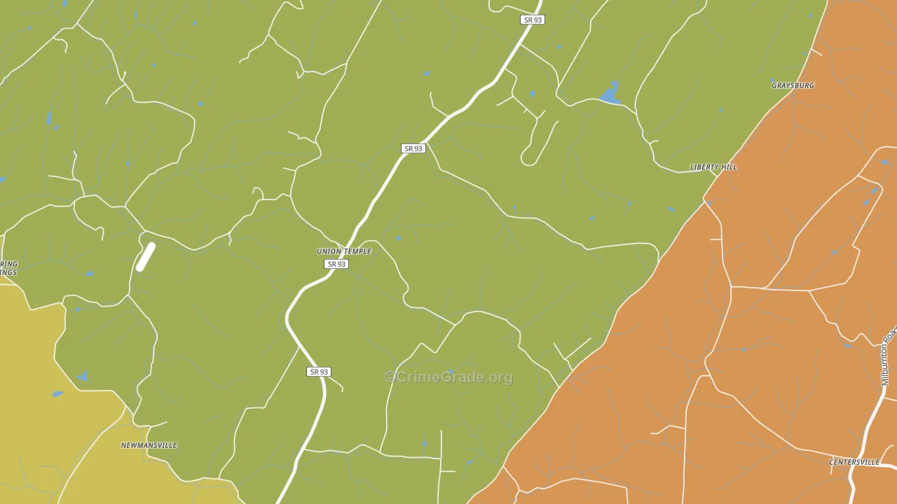 Union Temple, TN Map of Assault Rates
