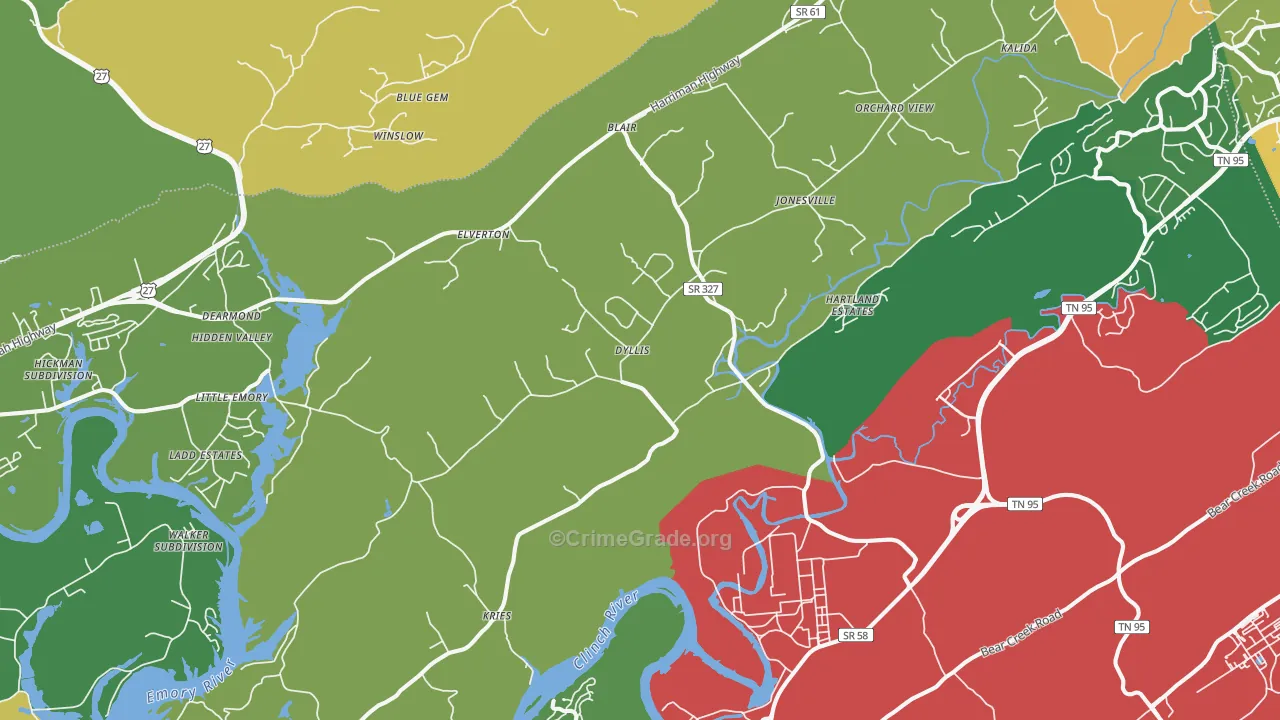 Union, TN Map of Assault Rates