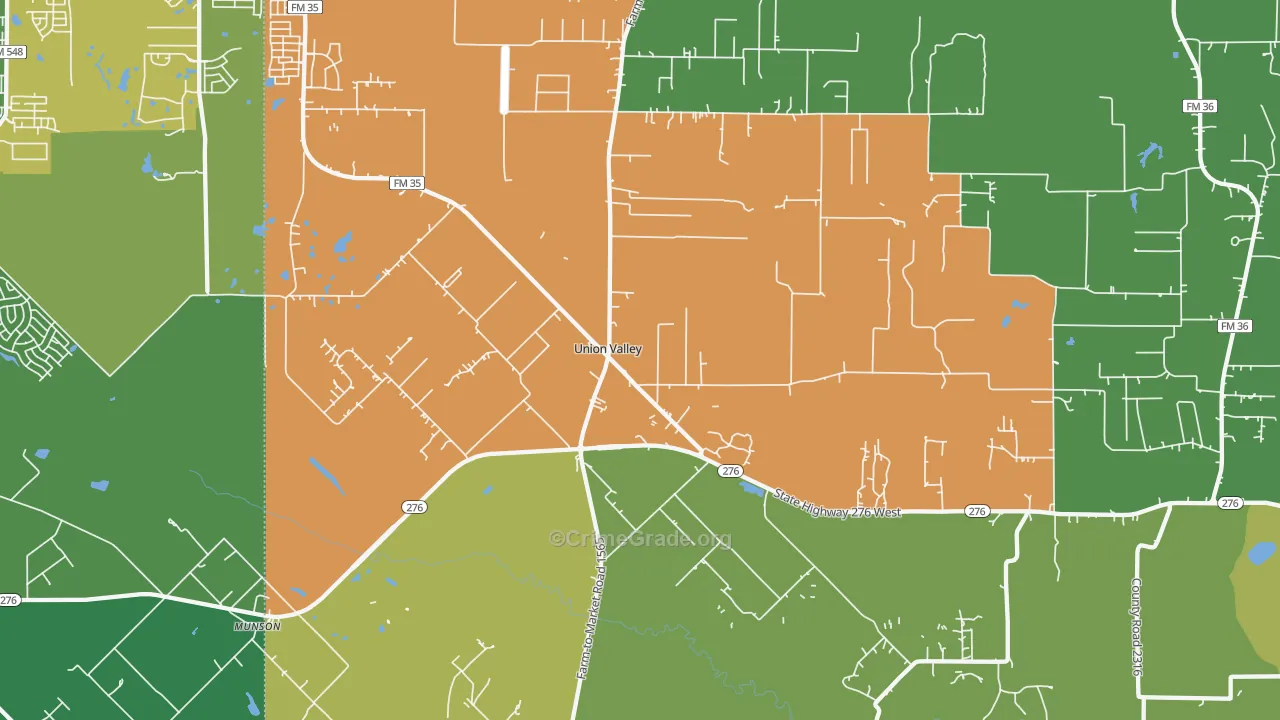 Union Valley, TX Map of Assault Rates
