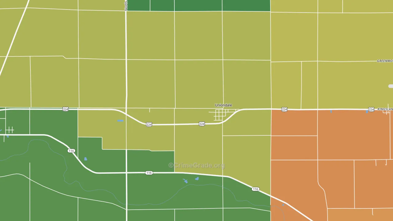 Uniondale, IN Map of Assault Rates