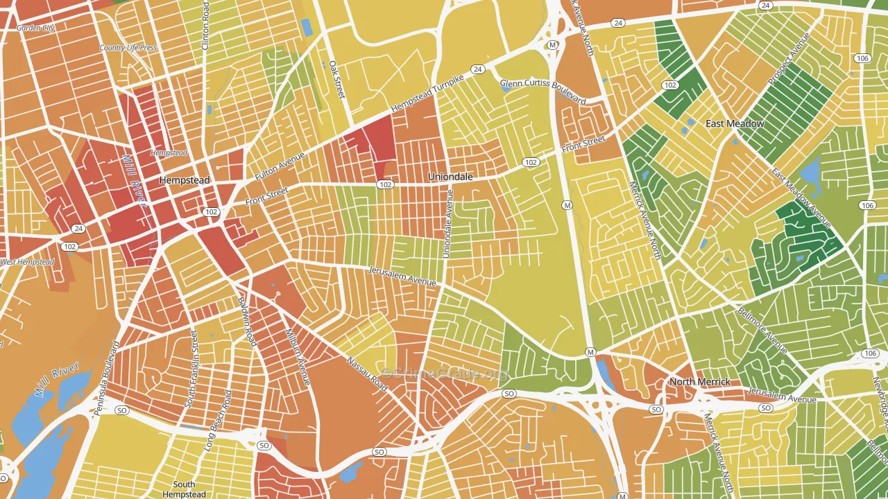 Uniondale, NY Map of Assault Rates