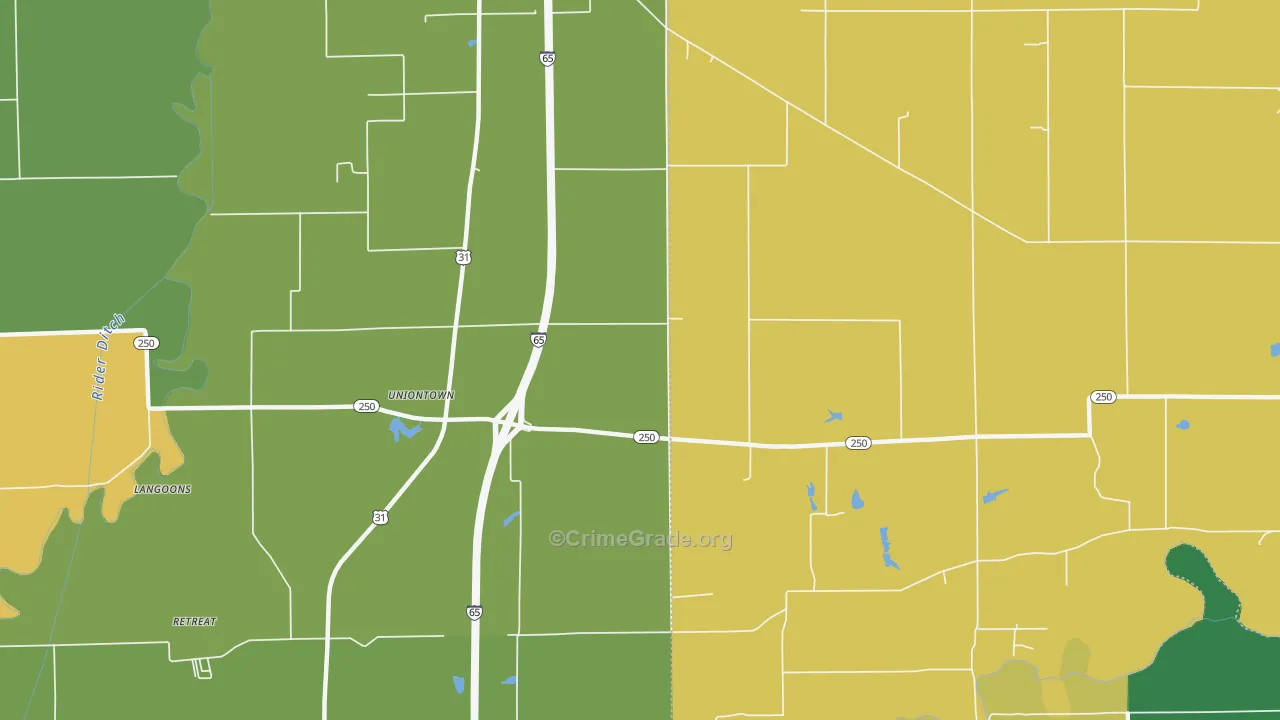 Uniontown, IN Map of Assault Rates