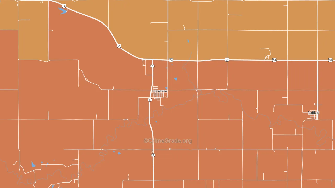 Uniontown, KS Map of Assault Rates