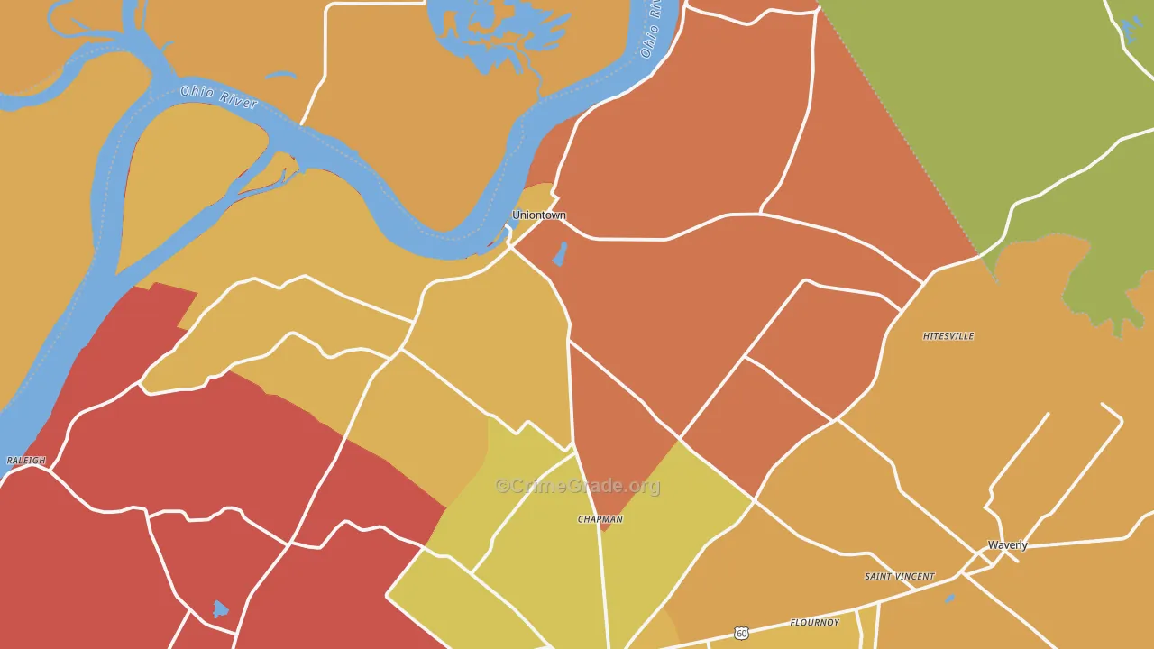 Uniontown, KY Map of Assault Rates