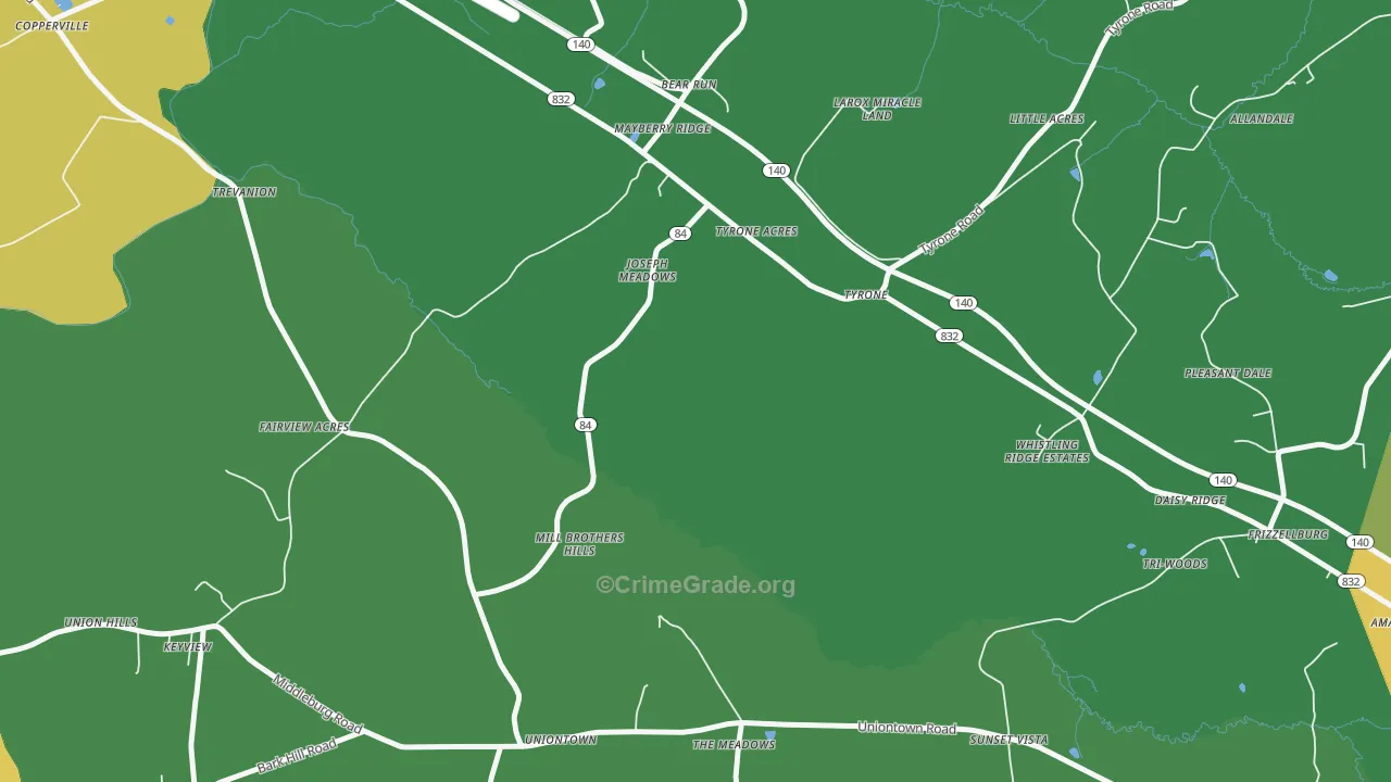 Uniontown, MD Map of Assault Rates