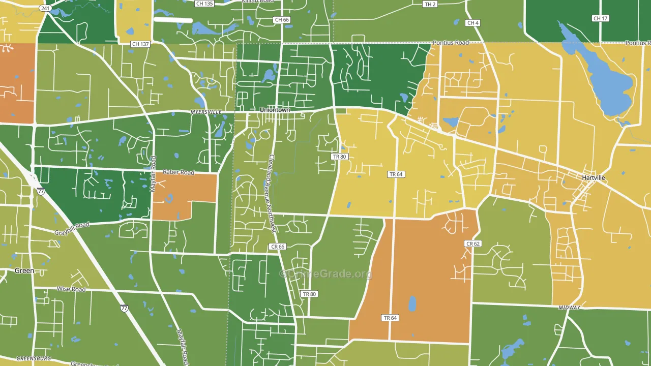 Uniontown, OH Map of Assault Rates