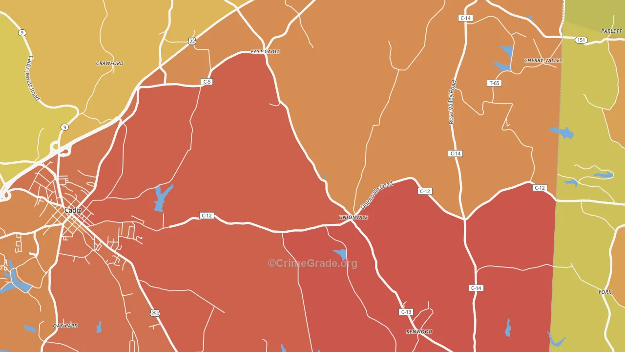 Unionvale, OH Map of Assault Rates