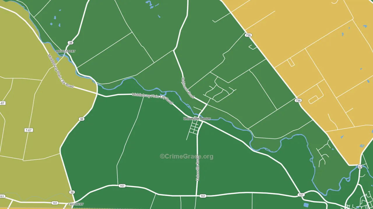 Unionville Center, OH Map of Assault Rates