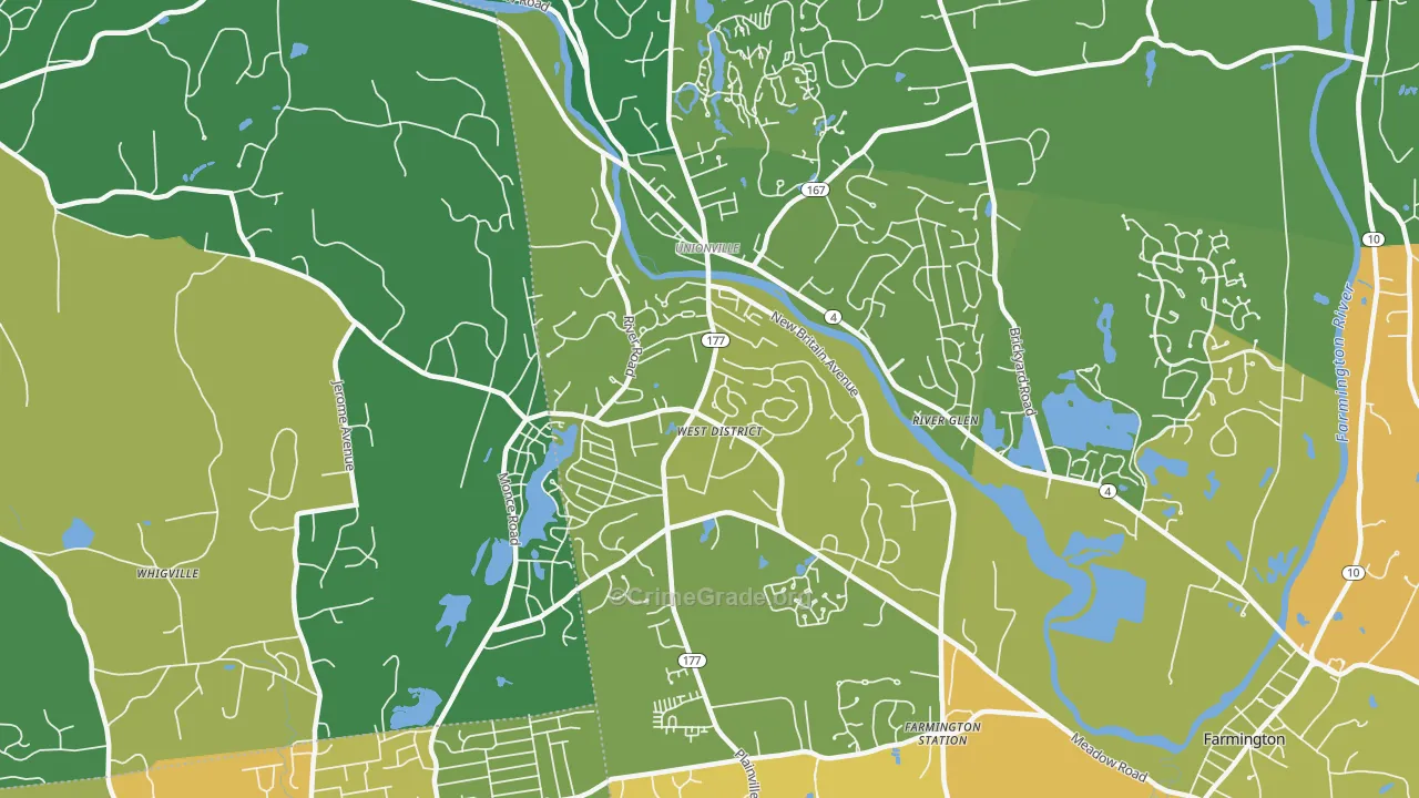 Unionville, CT Map of Assault Rates