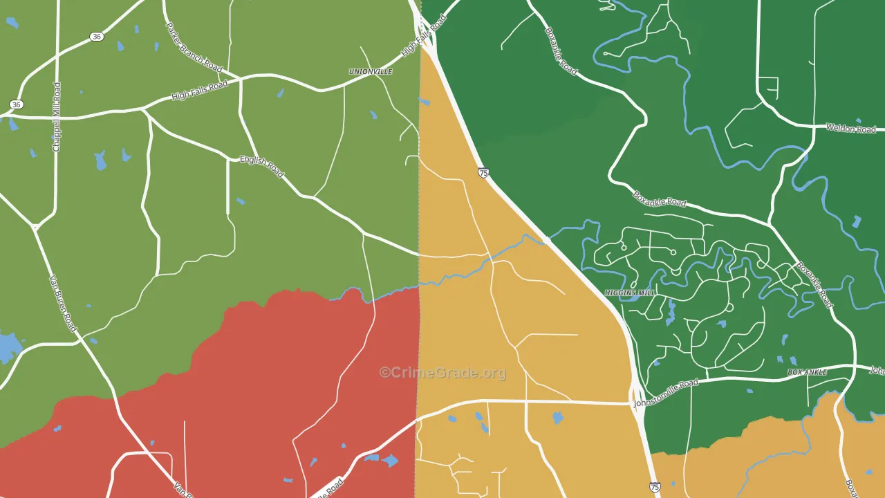 Unionville, GA Map of Assault Rates