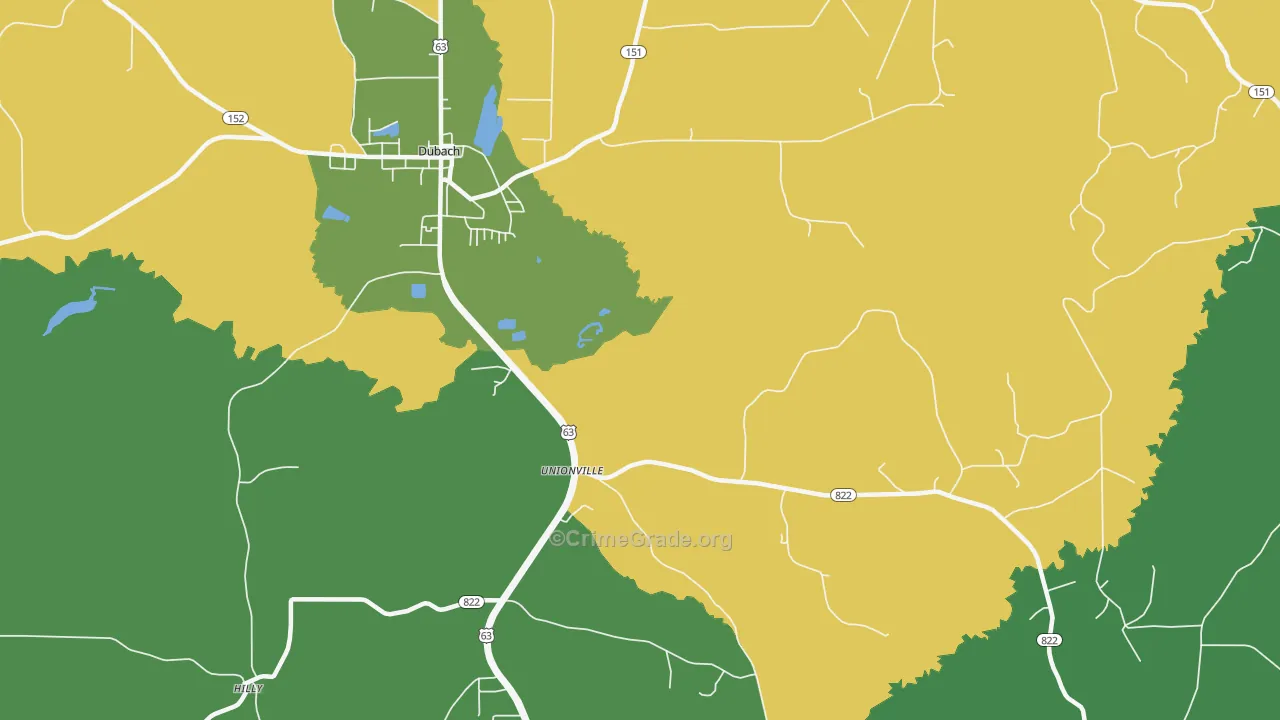 Unionville, LA Map of Assault Rates