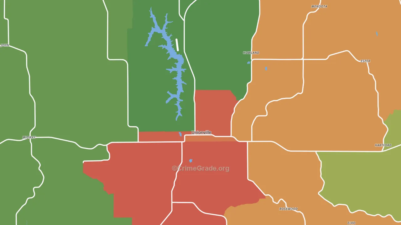 Unionville, MO Map of Assault Rates