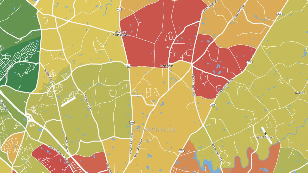 Unionville, NC Map of Assault Rates
