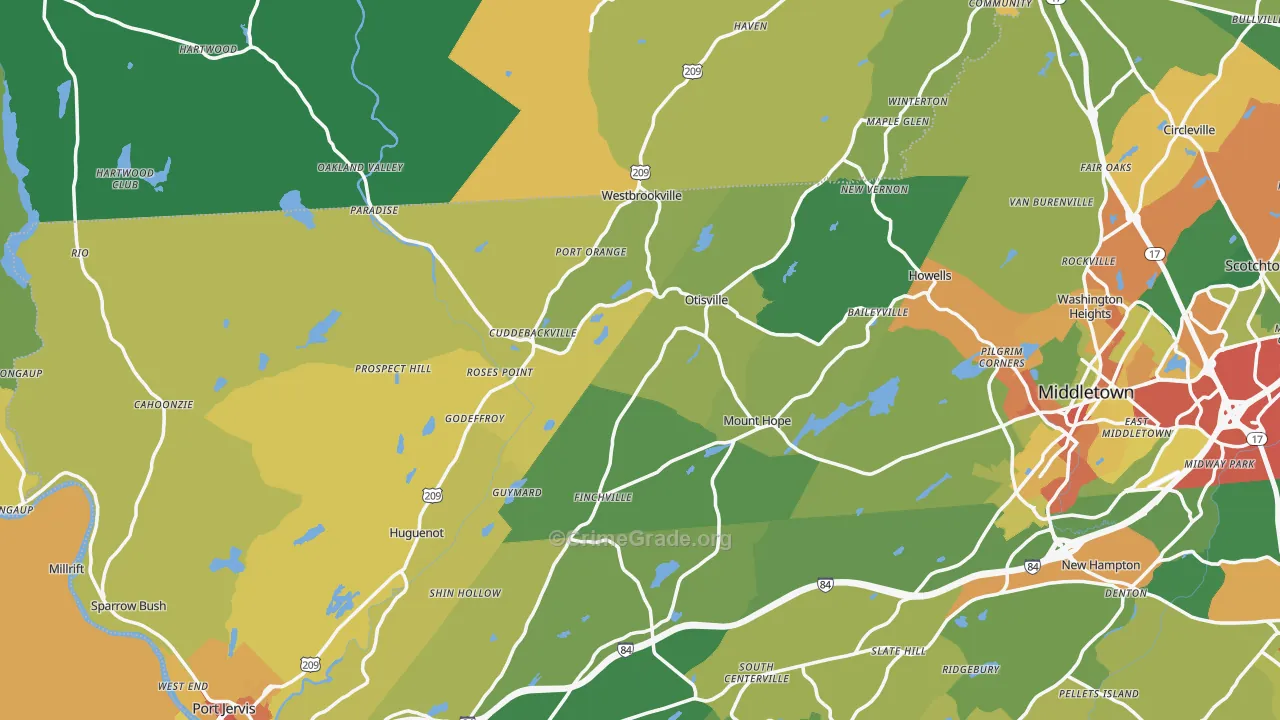 Unionville, NY Map of Assault Rates