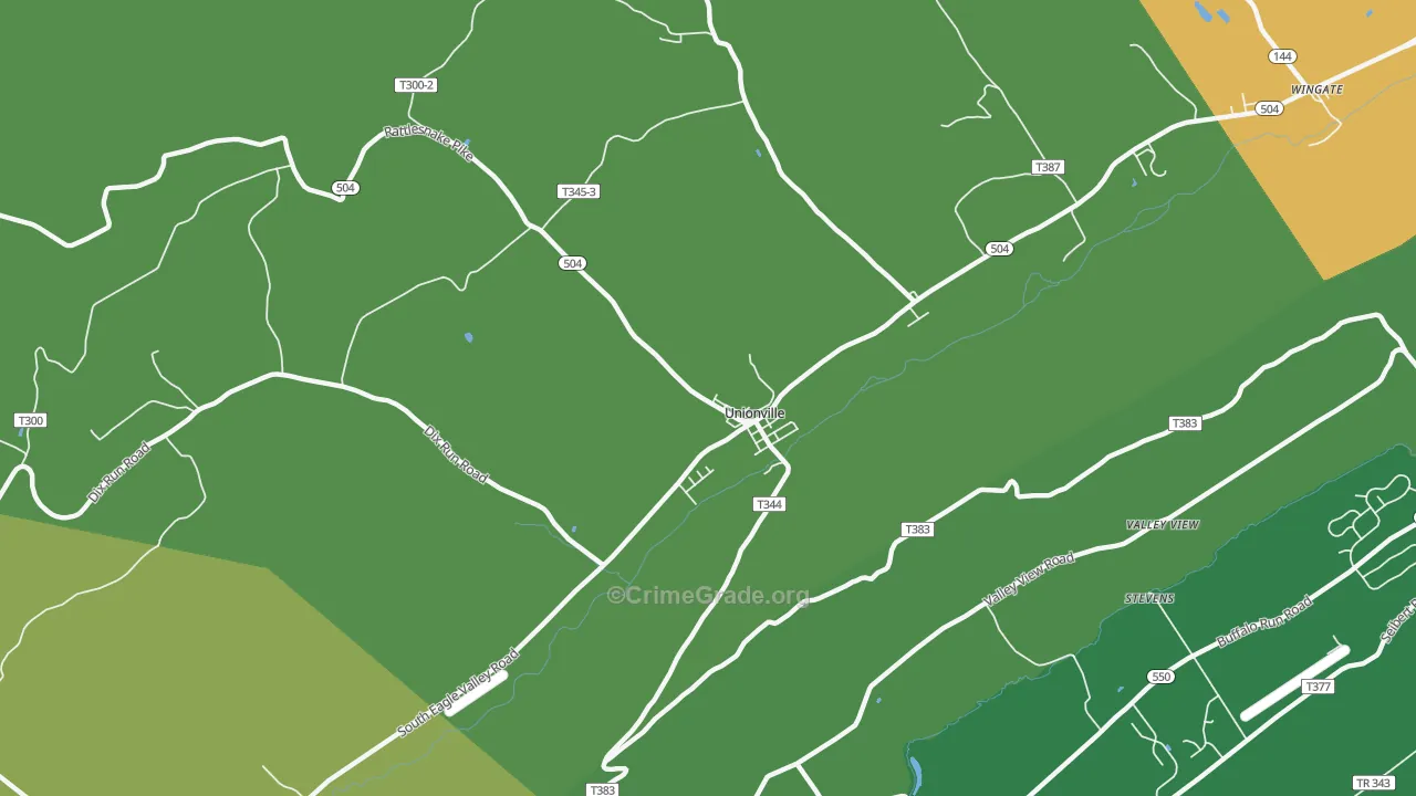 Unionville, PA Map of Assault Rates