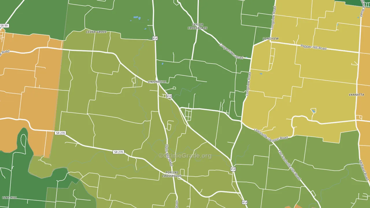Unionville, TN Map of Assault Rates