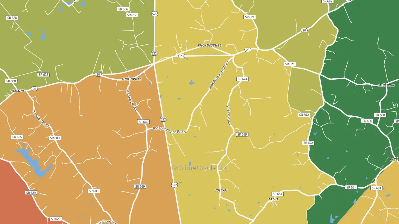 Unionville, VA Map of Assault Rates