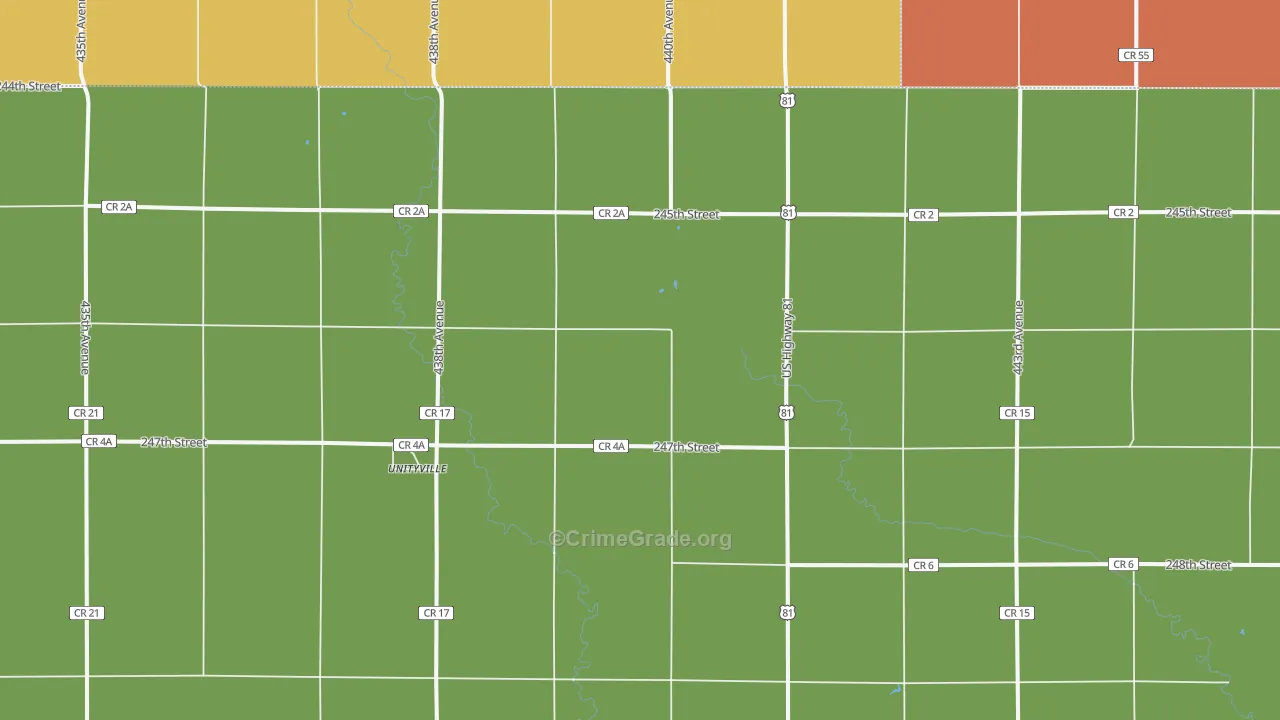 Unityville, SD Map of Assault Rates