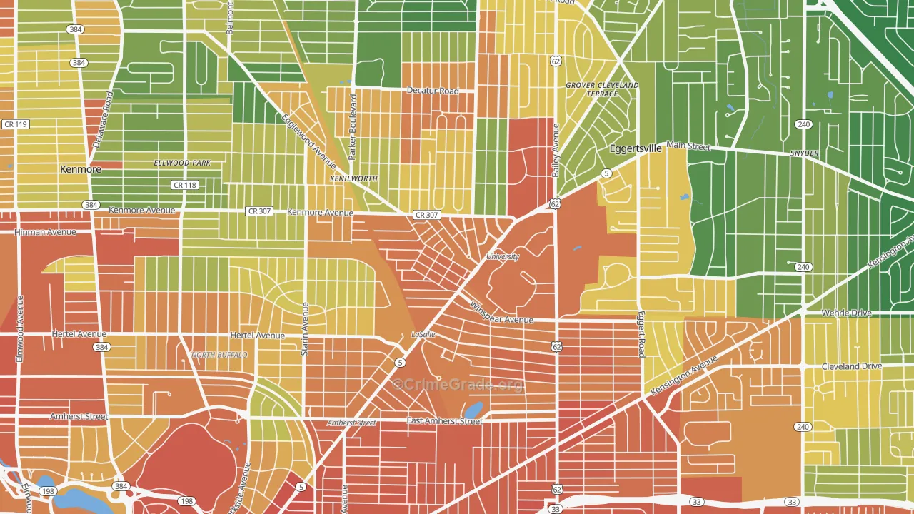 University, Buffalo, NY Map of Assault Rates
