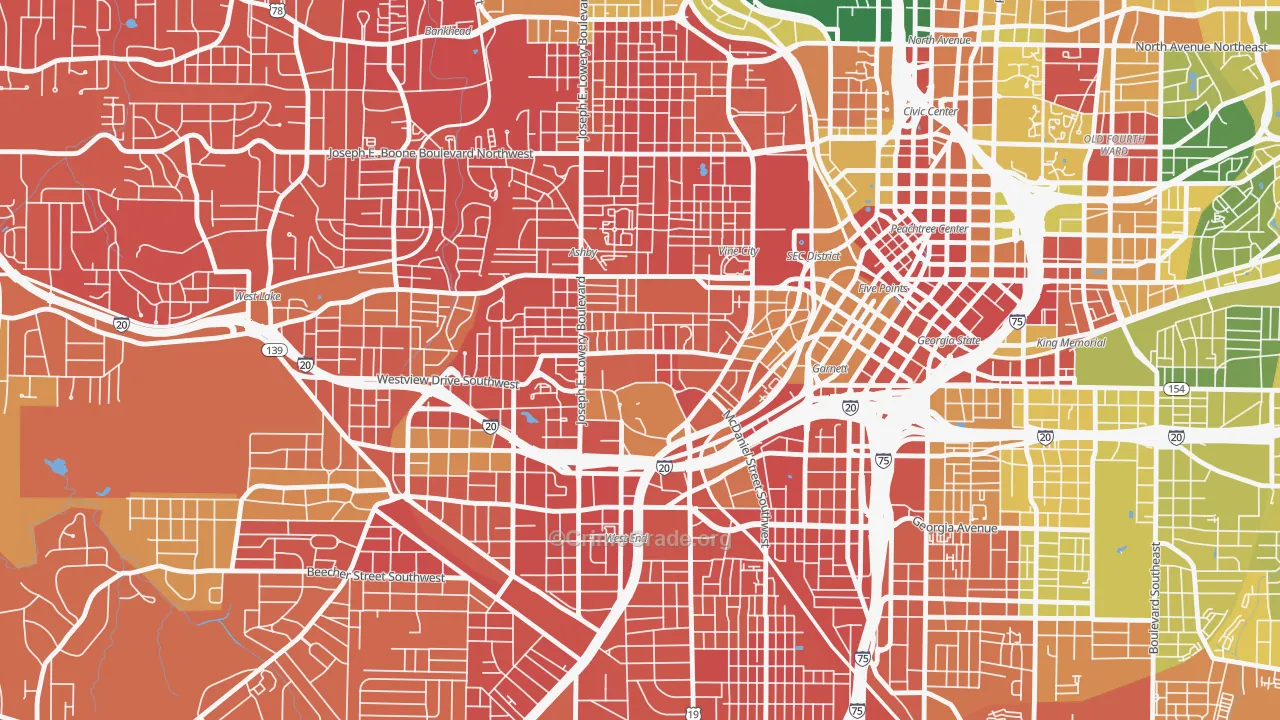 University Center, Atlanta, GA Map of Assault Rates