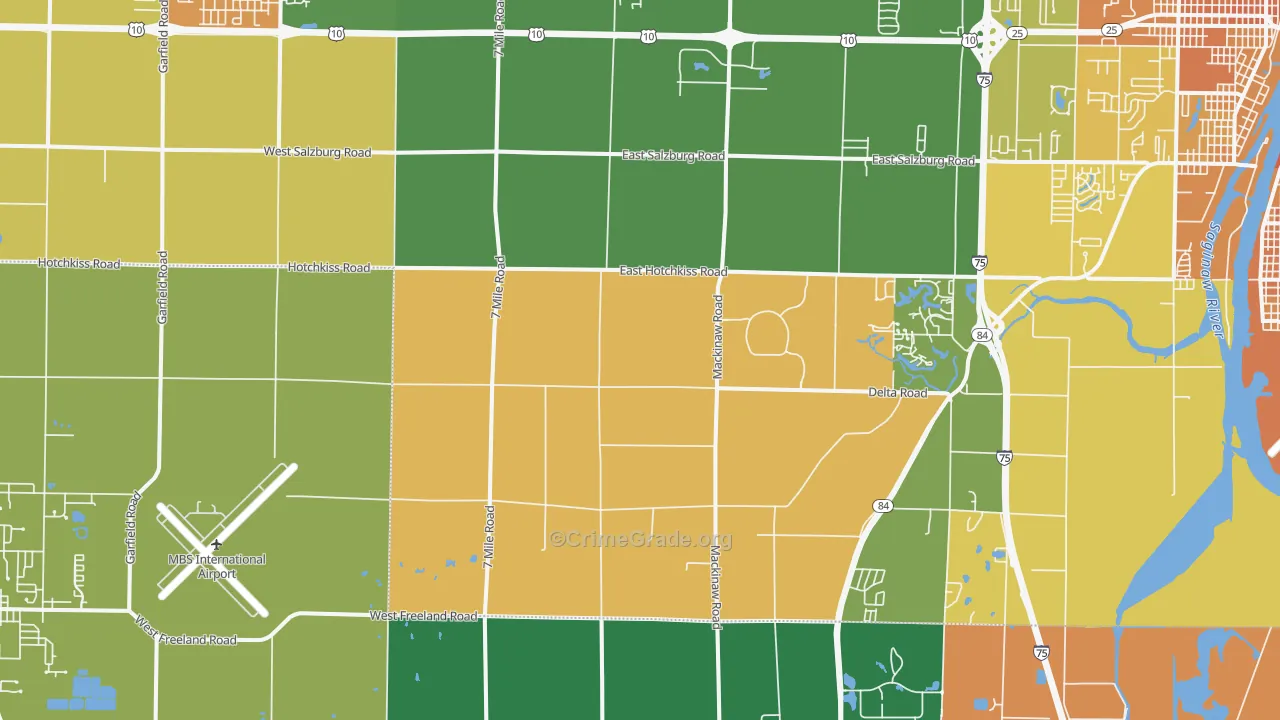 University Center, MI Map of Assault Rates