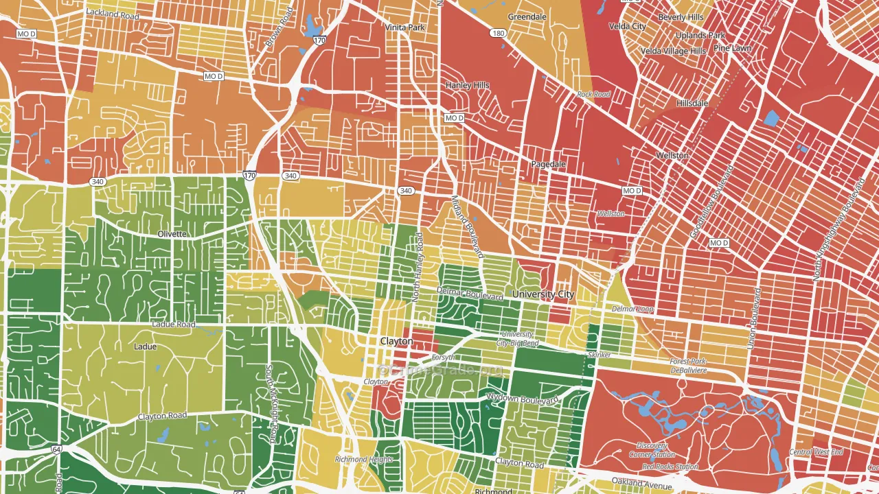 University City, MO Map of Assault Rates