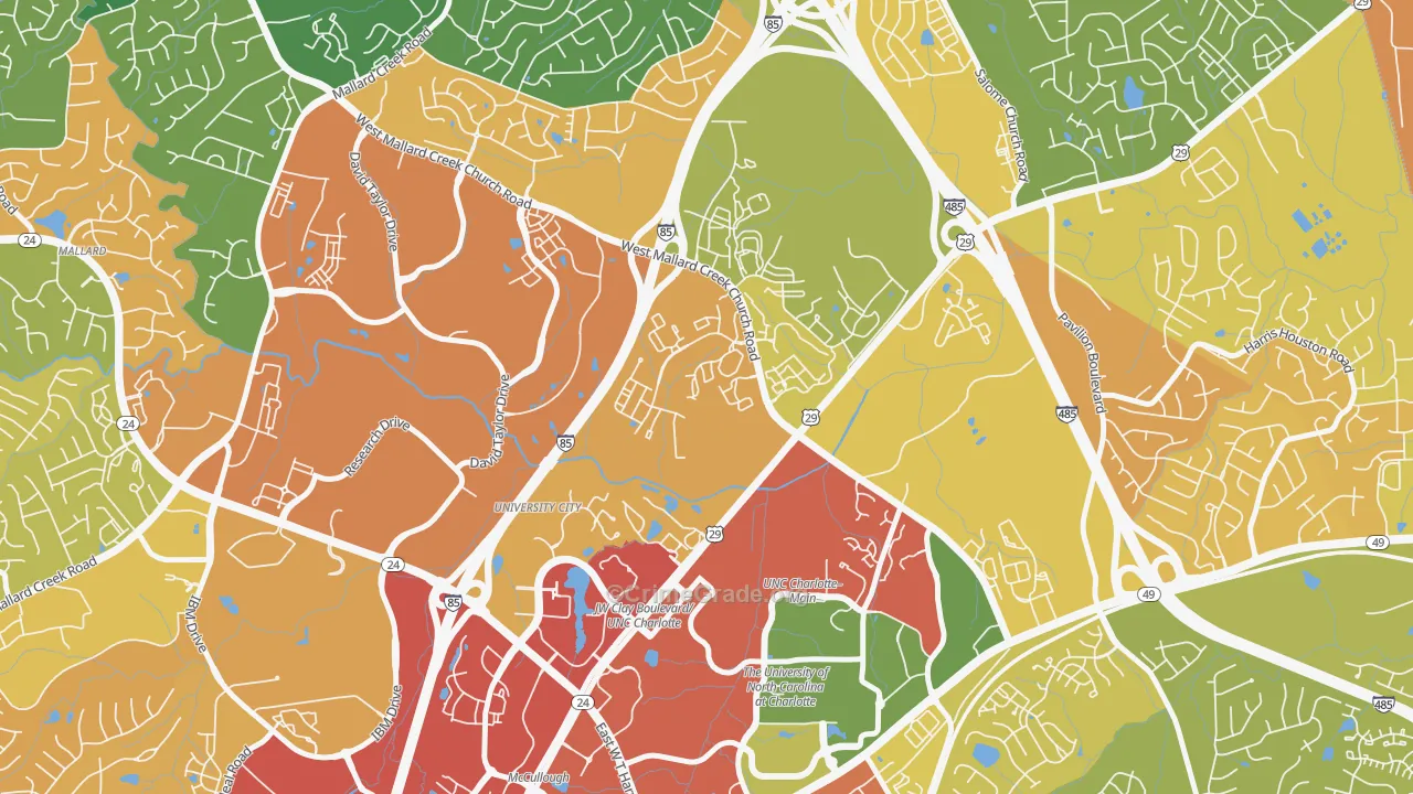 University City North, Charlotte, NC Map of Assault Rates