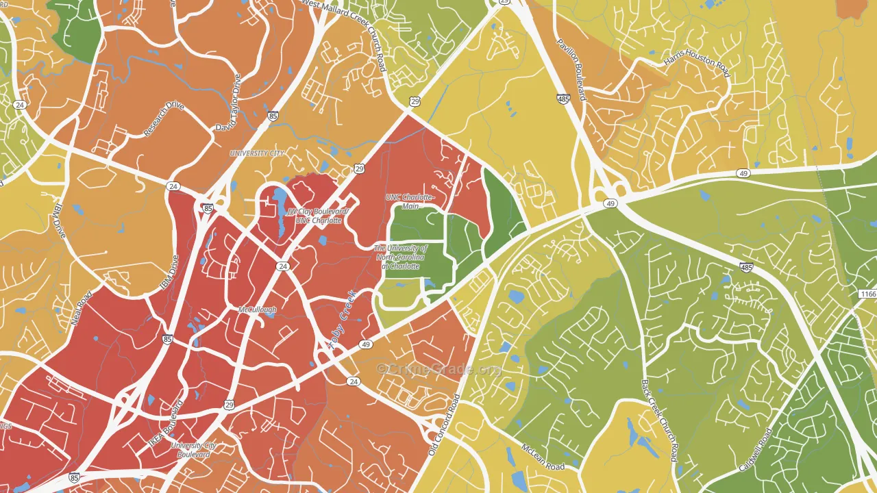University City South, Charlotte, NC Map of Assault Rates